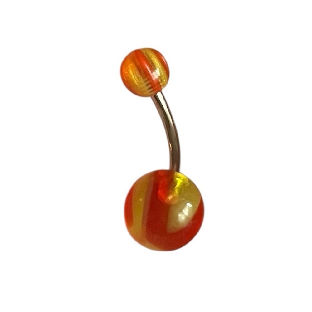 Yellow & Orange Swirl Belly Button Ring 💛🧡✨